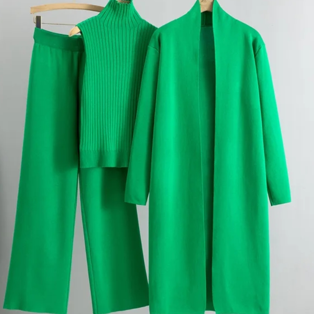 Vibrant Green Wide Leg Pants with High Waist